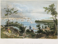 View of New York and Hudson River from Weehawken - Steel Engraving
