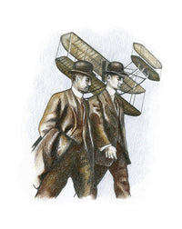 Wright Brothers and Wright Flyer Fine Art Print by Gwen Shockey