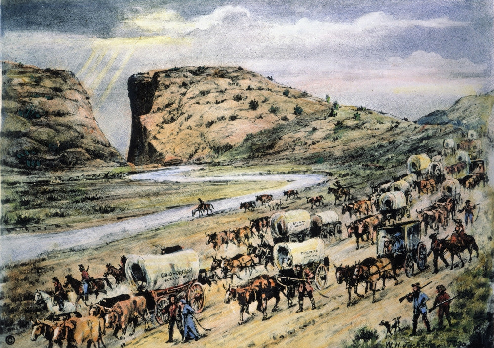 Oregon Trail Emigrants Fine Art Print by William Henry Jackson