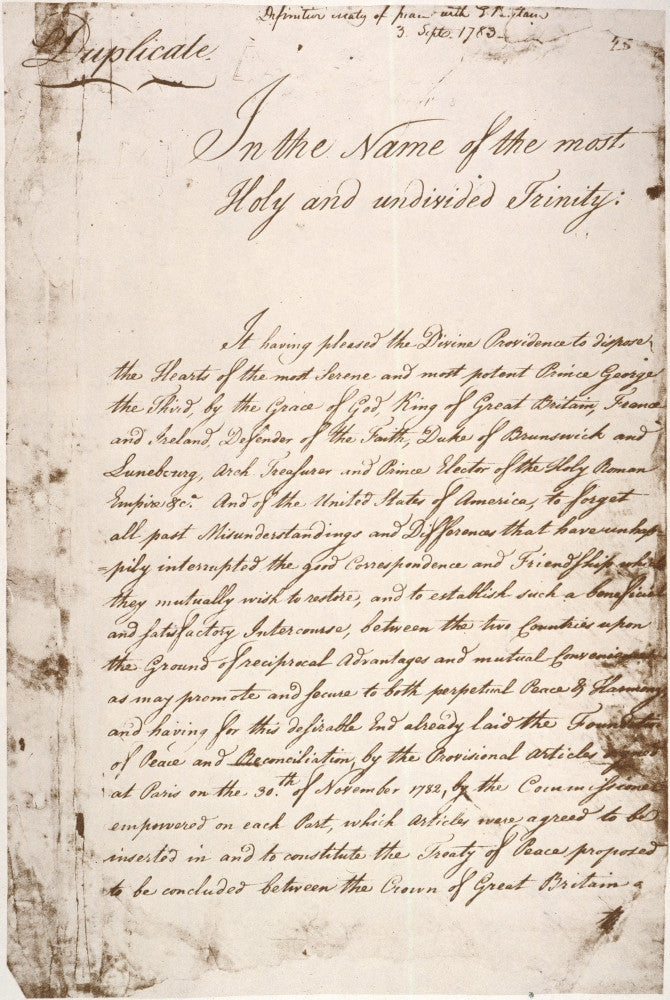 Treaty of Paris, 1783 - First Page Fine Art Print by Granger Collection