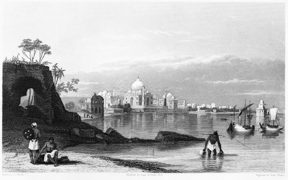 Taj Mahal Fine Art Print - Agra View from Yamuna River by Granger Collection