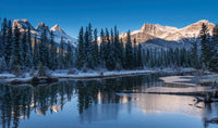 Snowy Pond with Mountains Fine Art Print - Mount Lawrence Grassi