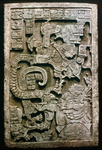 Mayan Glyph - Worshipper Before Double-Headed Serpent Deity Fine Art Print