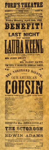 Ford's Theatre Program Print - Historical Art from 1865