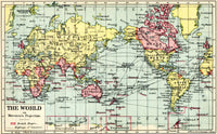 1930s World Map Fine Art Print on Mercator Projection by Hilary Jane Morgan