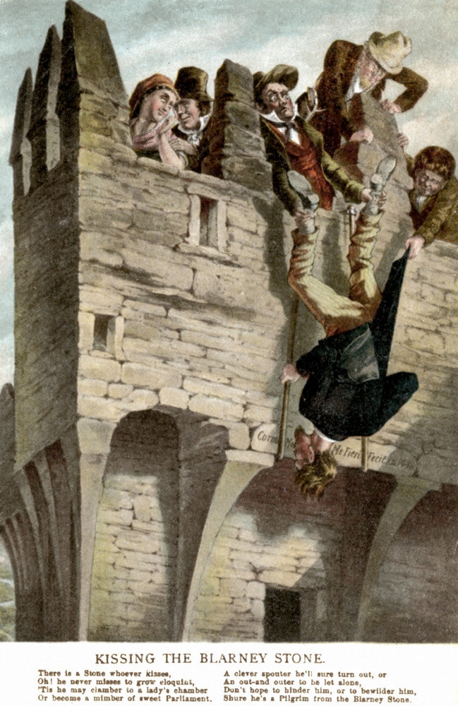 Kissing The Blarney Stone Vintage Postcard Print - C1920