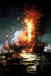 Burning of the Frigate Philadelphia - Tripoli Harbor Fine Art Print by Edward Moran