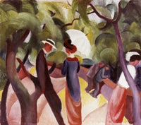 Promenade Fine Art Print by August Macke - 1913 Oil on Canvas