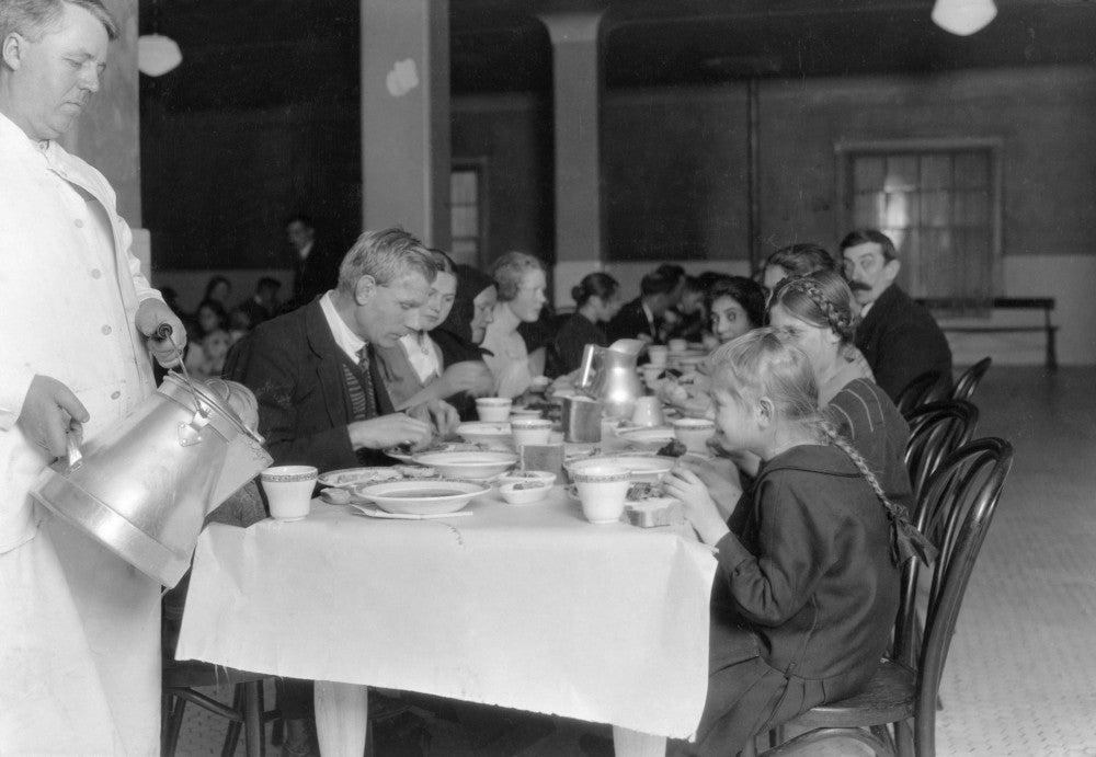 German Immigrants Dining Hall Fine Art Print by Lewis Hine