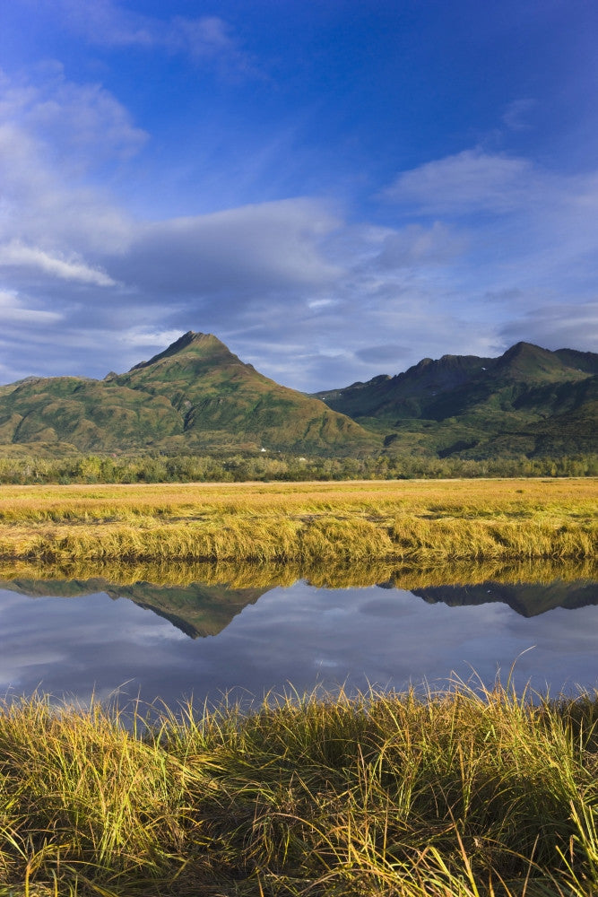 Tidal Slough and Mountain Scenic Fine Art Print - Kodiak Island