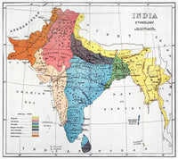 19th Century Map of India by Sir Herbert Hope Risley - Fine Art Print