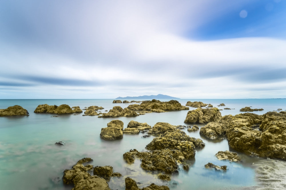 Rocks in the Ocean at Pukerua Bay Fine Art Print by Stuart Corlett