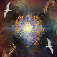 Star-Filled Space with Gesturing Hands Fine Art Print by Bruce Rolff