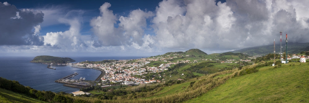 Portugal Azores Faial Island Horta Elevated View Print by Walter Bibikow