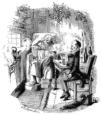 A Christmas Carol Etching by John Leech - Ebenezer Scrooge & Bob Cratchit