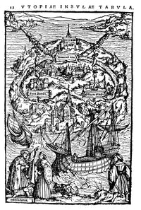 The View of Utopia Woodcut Print from Sir Thomas More's Utopia by Ambrosius Holbein