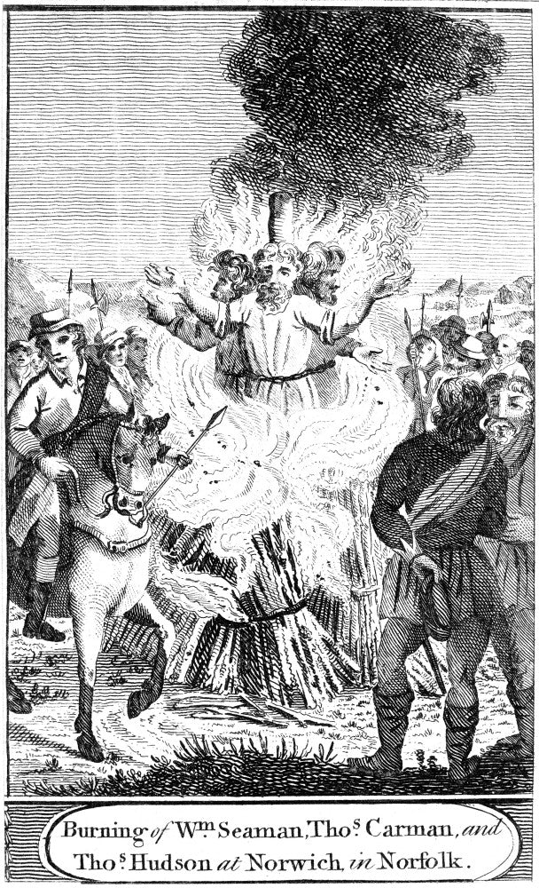 The Burning of William Seaman, Thomas Carman, and Thomas Hudson Fine Art Print