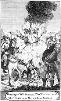 The Burning of William Seaman, Thomas Carman, and Thomas Hudson Fine Art Print