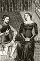 Sir Lancelot Kneels Before Queen Guinevere - 19th Century Engraving
