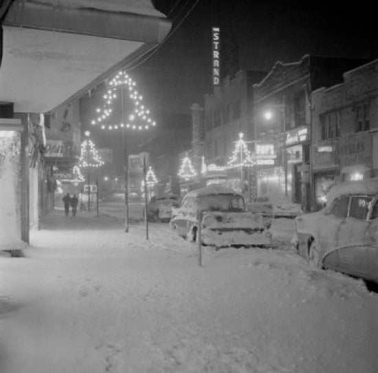 Passaic Night Winter Scene on Jefferson Street Poster Print