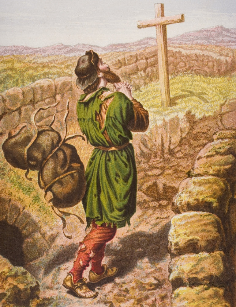 Christian Loses His Burden at the Cross Art Print by Ken Welsh