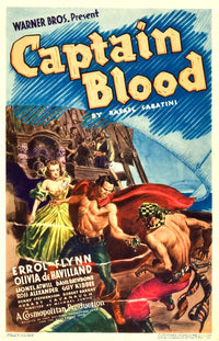 Captain Blood Movie Poster - Olivia De Havilland & Errol Flynn | 1935 Midget Window Card