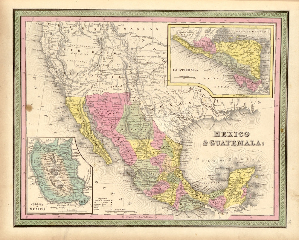 Mexico & Guatemala 1849 Fine Art Print