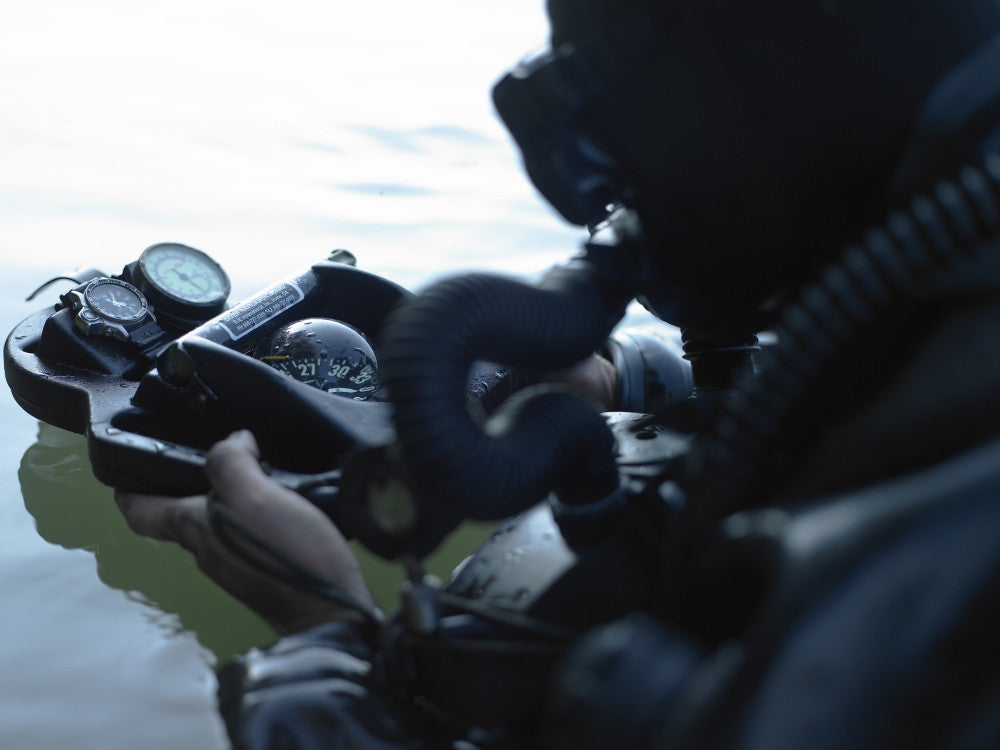 Special Forces Combat Diver with Compass Fine Art Print