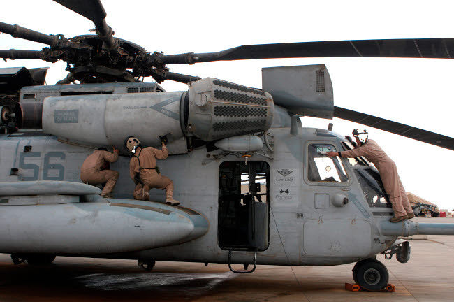US Marines Preflight Checks on CH-53E Super Stallion Helicopter Fine Art Print by Stocktrek Images