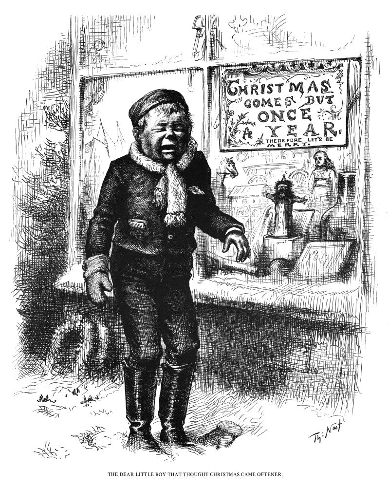 The Dear Little Boy That Thought Christmas Came Oftener - Engraving by Thomas Nast, 1881