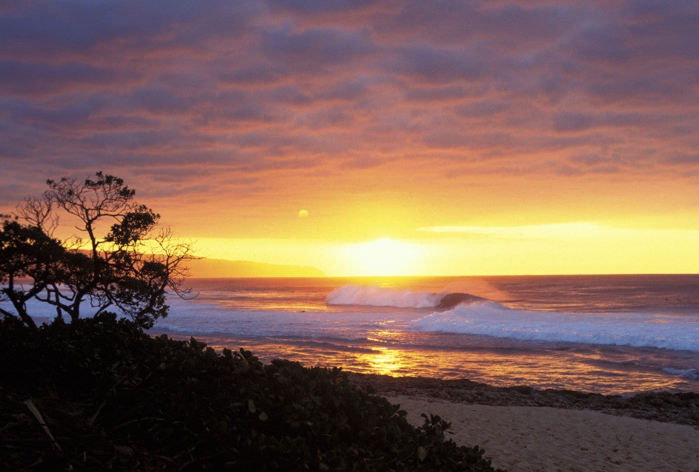 Hawaii Sunset Waves Fine Art Print - Oahu North Shore