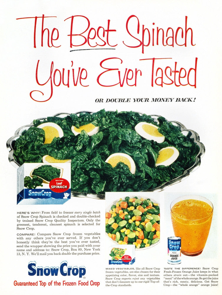 Vintage Snow Crop Frozen Foods Advertisement Print (1957)
