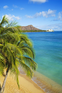 Hawaii Waikiki Art Print - View of Diamond Head - Fine Art Poster