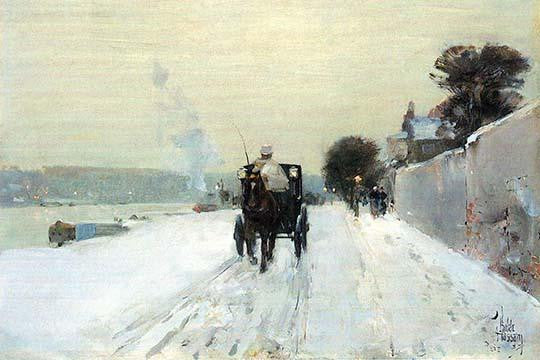 Carriage along the Seine in Paris Fine Art Print by Frederick Childe Hassam
