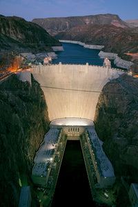 Hoover Dam and Lake Mead Dusk View Fine Art Print by Panoramic Images