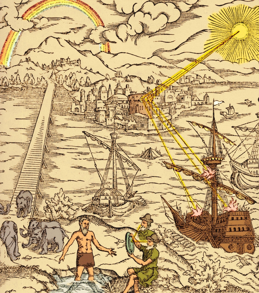 Discoveries in Optics: Archimedes Heat Ray Fine Art Print by Science Source