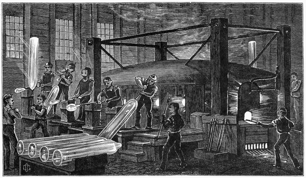 19th Century Glassworkers Wood Engraving Factory Poster Print by Granger Collection