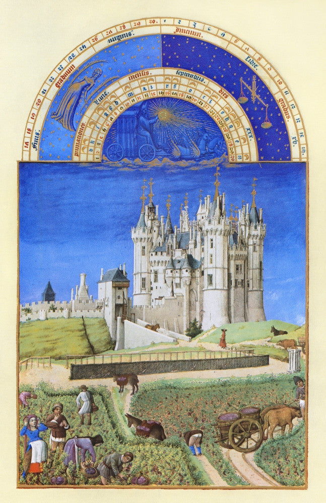 Book of Hours: September - Grape Harvest at Chateau de Saumur Fine Art Print by Granger Collection