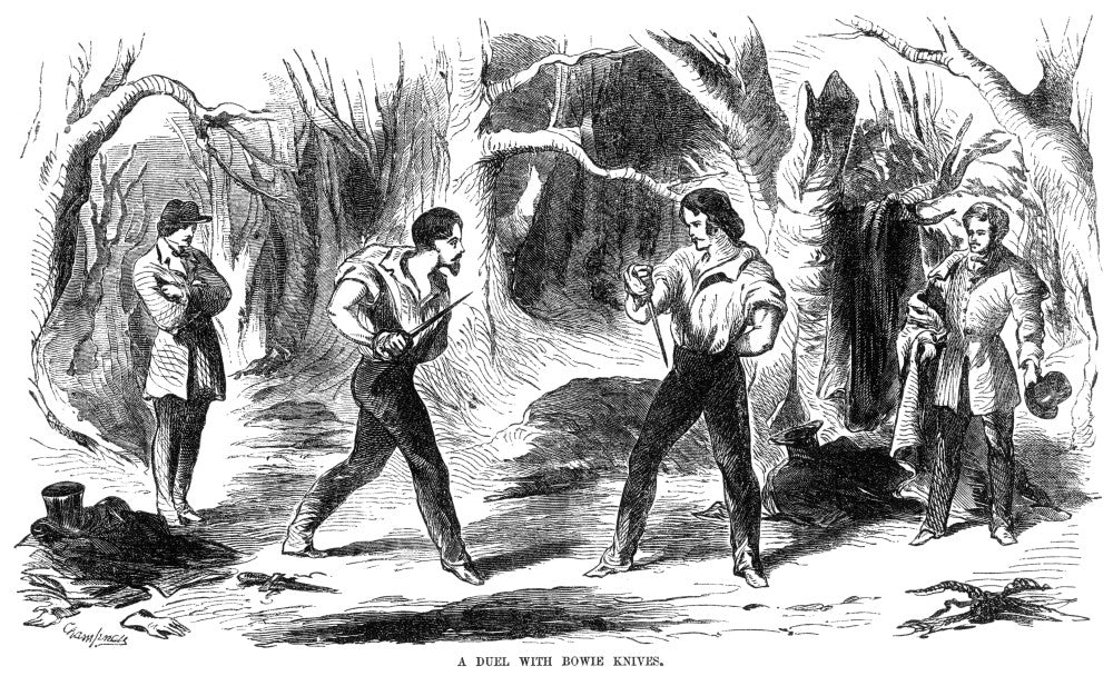 Knife Duel Fine Art Print - 1865 Line Engraving