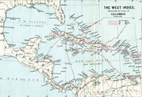 Map of the West Indies - Christopher Columbus Voyages Fine Art Print by Hilary Jane Morgan