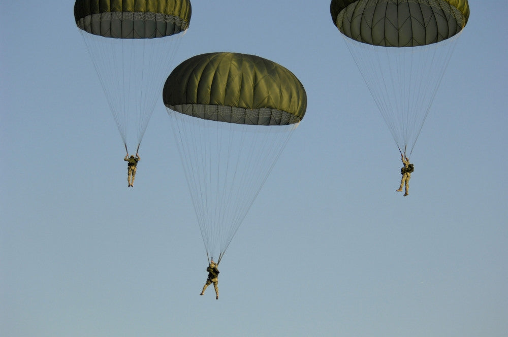 Paratroopers Descend Through the Sky Fine Art Print