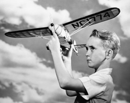 Boy Holding Model Aeroplane Fine Art Print