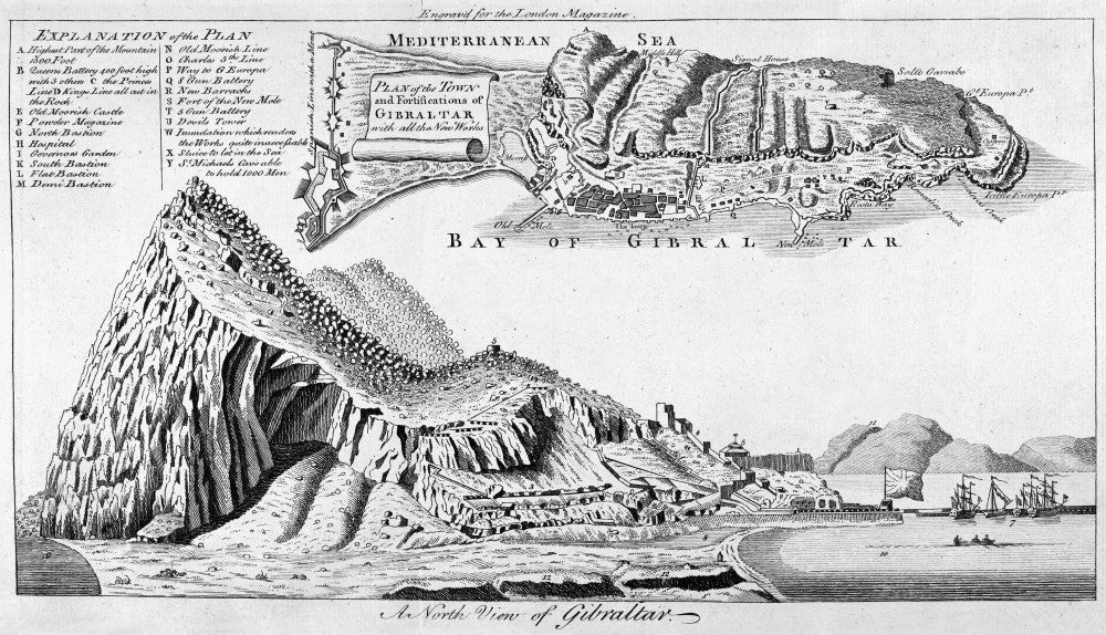 Map of Gibraltar - Early 19th Century Engraving Poster Print by Granger Collection