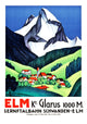 Elm Mountain Village 1920s Travel Poster Fine Art Print