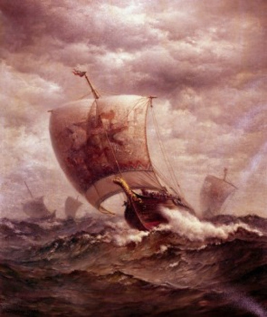 Viking Ships at Sea Fine Art Print by James Gale Tyler