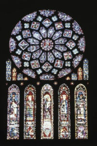 Rose Window and Lancets Stained Glass Print - Chartres Cathedral, France