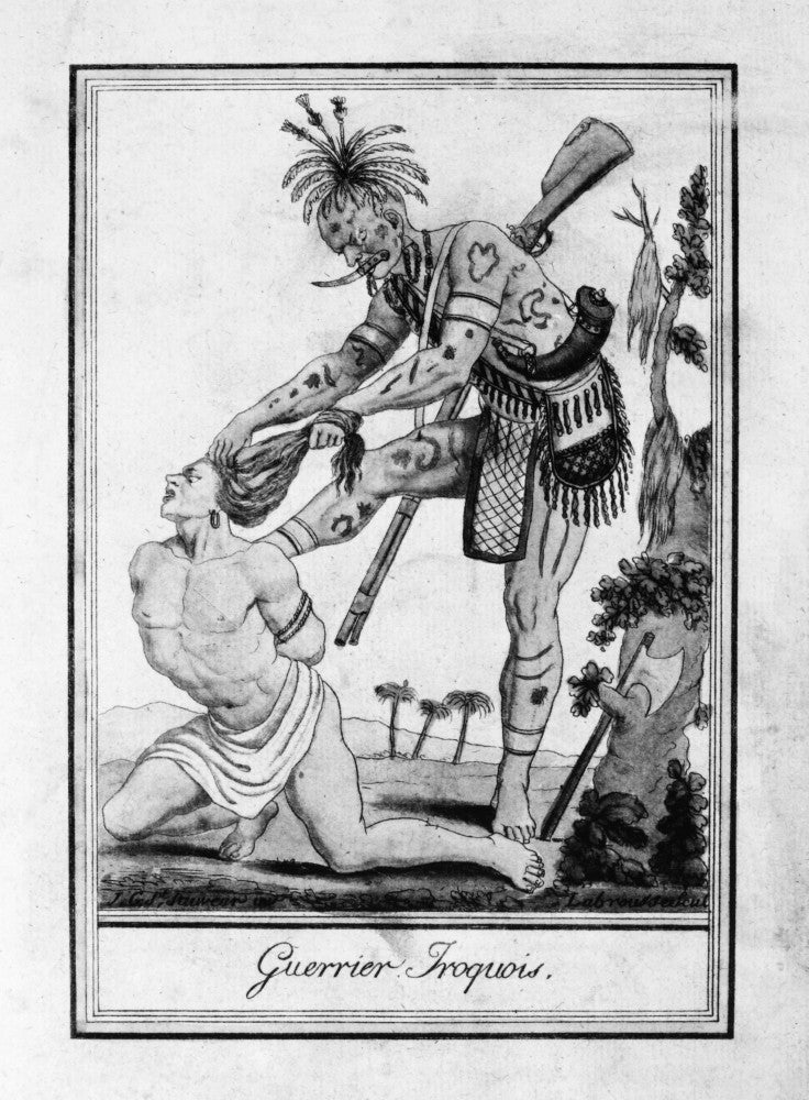 Iroquois Warrior Line Engraving Print - French C1796