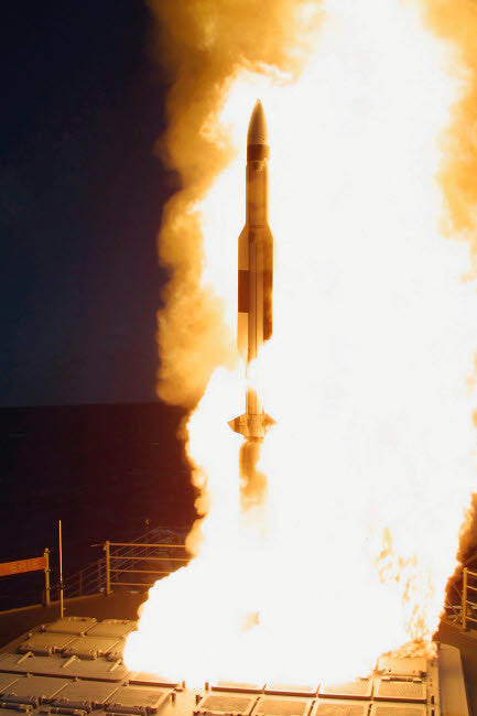 A Standard Missile Three Launch Fine Art Print by Stocktrek Images
