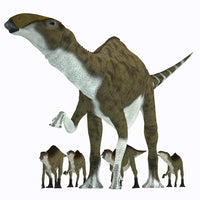 Brachylophosaurus with Offspring Fine Art Print - Cretaceous Era