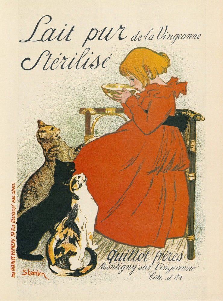 Steinlen Milk Lithograph Art Print - Lait Pur De La Vingeanne